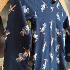 Polo Ralph Lauren Boys Ski Bear Pajama Top Size 8 Navy Long Sleeve Shirt